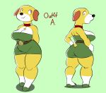  2021 anthro anthrofied breasts butt canid canine canis cleavage clothed clothing domestic_dog female freckles fur good_girl green_background hi_res mammal martha_lorraine martha_speaks multicolored_body multicolored_fur simple_background solo thick_thighs toonarscontent two_tone_body two_tone_fur white_body white_fur yellow_body yellow_fur 