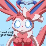  1:1 2021 absurd_res ambiguous_gender blue_background blue_eyes dated dialogue eeveelution english_text eparihser fur hi_res looking_at_viewer nintendo paws pok&eacute;mon pok&eacute;mon_(species) red_body red_fur risenne simple_background solo sylveon tailwag talking_to_viewer text video_games white_body white_fur 