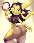  4:5 alakazam anthro areola belly_dancer big_butt breasts butt clothed clothing female hi_res looking_at_viewer musical_instrument nintendo nipples percussion_instrument pok&eacute;mon pok&eacute;mon_(species) purple_eyes tambourine tansau thong translucent translucent_clothing underwear video_games yellow_body 