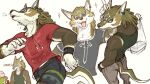  16:9 anthro blue_eyes canid canine canis clothing dahecksajerry ear_piercing ear_ring group hi_res human kirby kirby_(series) link link_(wolf_form) male mammal nintendo open_mouth open_smile piercing smile the_legend_of_zelda video_games widescreen wolf 