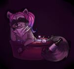  alcohol anthro bathtub beverage candle female hair kiri-anko mammal pink_hair procyonid raccoon solo wine 