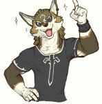  anthro blue_eyes canid canine canis clothing dahecksajerry ear_piercing ear_ring link_(wolf_form) male mammal nintendo open_mouth open_smile piercing shirt smile solo the_legend_of_zelda topwear video_games wolf 