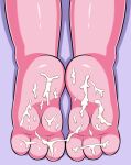  anthro bodily_fluids cum cum_on_feet fan_character feet female foot_fetish foot_shot fur genital_fluids hi_res huitu_c humanoid_feet lagomorph leporid mammal pink_body pink_fur rabbit 