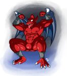  abs absurd_res alpha_channel anthro bulge dg254 firebrand flexing_bicep gargoyle ghosts_&#039;n_goblins glowing glowing_eyes hi_res male muscular nipples nude pecs pose smile solo tongue wings 