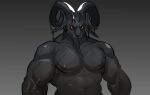  absurd_res anthro biceps bovid caprine demon facial_hair frown goat hi_res hoatee horn male mammal muscular muscular_male nipples noir_young pecs scar solo 