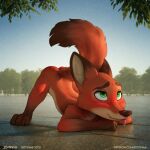  1:1 2021 anthro ass_up bodily_fluids canid canine disney drooling fox hi_res jack-o&#039;_pose kotyami male mammal nick_wilde nude outside pose saliva solo tongue tongue_out zootopia 