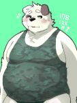  2021 3:4 anthro belly big_belly blush canid canine canis clothing domestic_dog kemono male mammal menmen_kesinn overweight overweight_male shirt simple_background solo topwear 
