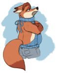  2017 anthro baron_puddin_paws bottomwear canid canine clothing disney fox gideon_grey hi_res male mammal meme meme_clothing overweight overweight_male pants simple_background solo sweater topwear virgin_killer_sweater zootopia 