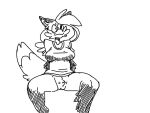  4:3 anthro arm_tuft breasts canid canine cheek_tuft clothed clothing digital_drawing_(artwork) digital_media_(artwork) duo facial_tuft female fox fur fur_tuft genitals hair inner_ear_fluff mammal monochrome outline partially_clothed pepper_(sketchytoasty) pubes pussy red_fox shirt simple_background sitting sketch sketchytoasty solo topwear tuft unseen_character 