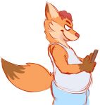  2016 anthro belly bottomwear canid canine clothing disney fox gideon_grey hi_res male mammal phone shirt shorts simple_background slightly_chubby solo the-alfie-incorporated topwear white_background zootopia 