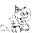  4:3 anthro arm_tuft breasts canid canine clothed clothing cute_fangs digital_drawing_(artwork) digital_media_(artwork) eyelashes facial_tuft female fox fur fur_tuft hair inner_ear_fluff mammal monochrome outline pepper_(sketchytoasty) red_fox shirt simple_background sketch sketchytoasty smile solo topwear tuft 