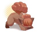  ambiguous_gender ass_up blush butt feral fur hair_over_eyes hi_res jack-o&#039;_pose multi_tail nintendo pok&eacute;mon pok&eacute;mon_(species) pose red_body red_fur reddened_butt simple_background solo ukan_muri video_games vulpix 