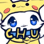 1:1 alpha_channel ambiguous_gender blue_eyes blue_sclera canid canine clothing collar cosplay costume emoji emote feral fluffy fox fur looking_at_viewer low_res mammal name_tag nintendo open_mouth pikachu pok&eacute;mon pok&eacute;mon_(species) simple_background smile snoii_(snoiifoxxo) snoiifoxxo solo text transparent_background tuft video_games white_body white_fur 