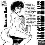  1:1 afro album_cover anthro butt cover ear_piercing english_text female furniture hand_on_knee hand_on_leg holding_musical_instrument holding_object looking_at_viewer mammal monochrome musical_instrument nanaimo_barr nipples nude parody piercing rodent saxophone sciurid simple_background sitting solo stool style_wager text tree_squirrel wind_instrument woodwind_instrument 