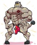  abs absurd_res anthro big_bulge big_muscles big_pecs bobthetanuki bulge clothed clothing fur galarian_meowth genital_outline hi_res huge_muscles male muscular muscular_anthro muscular_male nintendo nipples pecs penis_outline pok&eacute;mon pok&eacute;mon_(species) regional_form_(pok&eacute;mon) simple_background solo speedo standing swimwear topless video_games white_background 