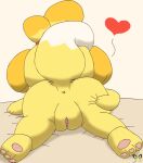  &lt;3 animal_crossing anthro anus butt canid canine canis dog_tail domestic_dog female genitals isabelle_(animal_crossing) mammal nintendo paws pichu90 presenting presenting_anus presenting_hindquarters presenting_pussy pussy solo video_games 