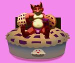 2016 anthro bed belly bulge canid canine clothing dessert disney food fox furniture gideon_grey kingfurrytrash male mammal navel overweight overweight_male pie pillow sitting solo underwear zootopia 
