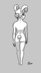  9:16 animated anthro biped butt female frame_by_frame hair hi_res humanoid_hands lagomorph leporid long_ears looking_at_viewer looking_back looking_back_at_viewer mammal monochrome nude qupostuv35 rabbit rear_view short_playtime simple_background walking 