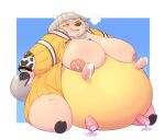  2020 alternate_species anthro belly big_belly bodily_fluids breasts clothing drooling female grey_hair hair hooves horn hyper hyper_belly lactating miltank nia_(xenoblade) nintendo nipples overweight overweight_anthro pok&eacute;mon pok&eacute;mon_(species) saliva simple_background smile solo subakitsu teats torn_clothing udders video_games weight_gain xenoblade_chronicles xenoblade_chronicles_2 
