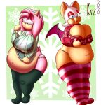  absurd_res amy_rose anthro breasts chiropteran clothing duo eulipotyphlan female hedgehog hi_res mammal overweight panties rouge_the_bat sega smotrilla sonic_the_hedgehog_(series) sweater topwear underwear 