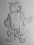  2016 3:4 anthro belly biped canid canine clothed clothing cup disney fox gideon_grey hi_res k-9 male mammal navel open_clothing open_robe robe sketch slightly_chubby solo underwear zootopia 