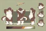  2021 absurd_res anthro balls bearnardo belly black_nose brown_body brown_fur butt canid canine canis domestic_dog english_text fur genitals hi_res male mammal model_sheet overweight overweight_male penis solo text tongue tongue_out 