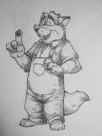  2016 3:4 anthro biped canid canine clothing disney fox gideon_grey hi_res humanoid_hands k-9 male mammal overalls shirt simple_background slightly_chubby solo topwear zootopia 