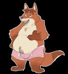  2018 anthro baron_puddin_paws belly black_background black_nose bulge canid canine clothing disney fox gideon_grey hi_res humanoid_hands male mammal overweight overweight_male simple_background solo underwear zootopia 