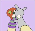 ambiguous_gender animated anthro blush brown_hair button_eyes clothing clover faceless_character female female/female french_kissing grey_body group hair hand_puppet happy_harvey heather_the_handy_hare human humanoid kissing lagomorph leporid long_ears making_out mammal offscreen_character pattern_clothing pattern_sweater pattern_topwear phone_drawing puppet rabbit short_playtime striped_clothing striped_sweater striped_topwear stripes sweater tongue topwear vivian_james 