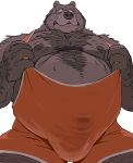  2021 anthro belly body_hair bulge chest_hair facial_hair genital_outline hairy humanoid_hands male mammal moobs motogen nipples overweight overweight_male penis_outline s_h_bear simple_background solo ursid white_background wrestling_singlet 