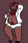  2021 2:3 absurd_res anthro belly blush bulge clothed clothing dakimakura_design eyewear glasses hi_res humanoid_hands lying male mammal navel open_clothing open_shirt open_topwear orbitpaws oswin_(password) overweight overweight_male password_(visual_novel) shirt solo suid suina sus_(pig) topwear underwear video_games visual_novel wild_boar 