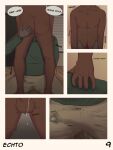  3:4 anthro balls bodily_fluids butt butt_grab canid canine canis clothing comic cum cum_in_clothing cum_in_mouth cum_in_pants cum_inside cum_on_balls cum_stain cum_through_clothing cum_while_penetrated dialogue duo echto ejaculation fellatio genital_fluids genitals hand_on_butt hands-free hi_res male male/male mammal oral oral_penetration orgasm orgasm_from_oral penetration penile penile_penetration precum premature_ejaculation sex ursid wet wet_clothing wolf 