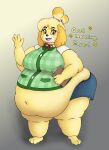  animal_crossing anthro canid canine canis clipboard clothed clothing domestic_dog female hi_res isabelle_(animal_crossing) mammal morbidly_obese morbidly_obese_anthro morbidly_obese_female nintendo obese obese_anthro obese_female overweight overweight_anthro overweight_female shih_tzu solo toy_dog video_games wenisberry 