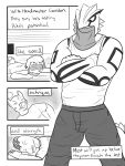  2015 3:4 anthro anthrofied bottomwear clothed clothing comic crossed_arms english_text fully_clothed fuze gordon_(fuze) greyscale groudon hi_res legendary_pok&eacute;mon machop male monochrome muscular muscular_male nintendo pants pok&eacute;mon pok&eacute;mon_(species) pok&eacute;morph shirt spoink t-shirt tank_top text topwear unconscious video_games zigzagoon 