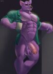  abs anthro balls bernard_(ok_k.o.!_lbh) biceps big_balls big_penis bottomless canid canine canis cartoon_network clothed clothing cup dkase foreskin fur genitals hi_res holding_cup holding_object humanoid_genitalia humanoid_penis leaning leaning_on_object male mammal muscular muscular_anthro muscular_male muscular_thighs ok_k.o.!_let&#039;s_be_heroes open_clothing open_shirt open_topwear partially_retracted_foreskin pecs penis pubes purple_body purple_fur quads shirt shirt_only simple_background smile solo standing teeth topwear topwear_only uncut vein veiny_penis were werecanid werecanine werewolf wolf 