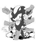  5:6 7624cq anthro arm_grab black_body black_fur black_nose blush bodily_fluids chest_tuft clothing collar disembodied_hand eulipotyphlan footwear fur gloves grope group handwear hedgehog leash male male/male mammal monochrome one_eye_closed restrained sega shadow_the_hedgehog shoes simple_background solo_focus sonic_the_hedgehog_(series) sweat tail_grab tuft white_background white_body white_fur 