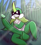  absurd_res anthro arm_support arthropod balls beetle big_penis blush blush_lines bodily_fluids bug_fables dialogue english_text erection genitals grass hi_res huge_penis humanoid_genitalia humanoid_penis hyper hyper_genitalia hyper_penis insect kabbu_(bug_fables) leaning leaning_back leaning_on_elbow light long_penis looking_at_viewer male moonsprout_games narrowed_eyes on_ground outside penis plant quivster sky solo sunlight sweat sweatdrop text video_games 