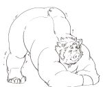  2021 anthro belly butt domestic_pig exe_exem jack-o&#039;_pose kemono male mammal overweight overweight_male pose simple_background solo suid suina sus_(pig) white_background 