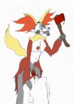  ambiguous_gender anthro axe blood blood_on_chest blood_on_penis blood_on_weapon bodily_fluids breasts clown death delphox duo gas_mask genitals gore gynomorph hi_res intersex intersex/ambiguous lunatic_lizzie_(artist) mask melee_weapon necrophilia nintendo nipples penis pok&eacute;mon pok&eacute;mon_(species) video_games weapon wound_penetration 