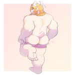  1:1 2021 anthro asgore_dreemurr boss_monster bovid bovine butt caprine clothing hi_res humanoid_hands male mammal metasighty overweight overweight_male simple_background solo undertale underwear video_games white_body 
