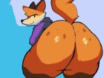  021 4:3 anthro big_butt bottomless bottomless_male butt canid canine clenchin clothed clothing digital_drawing_(artwork) digital_media_(artwork) fox fur hi_res hoodie jojobiz looking_at_viewer male mammal orange_body orange_fur overweight pixelated simple_background solo superiorfox(superiorfoxdafox) thick_thighs topwear white_body white_fur wide_hips 