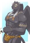  abs anthro black_body black_fur bulge clothing eyewear felid fur hair hi_res ioenami88 licking licking_lips lifewonders male mammal muscular muscular_anthro muscular_male nipples pantherine pecs solo speedo sunglasses swimwear tezcatlipoca tokyo_afterschool_summoners tongue tongue_out video_games white_hair wings 