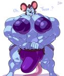  absurd_res animal_crossing anthro areola big_bulge big_muscles blue_body bobthetanuki brown_hair bulge clothed clothing genital_outline hair hi_res huge_bulge huge_muscles huge_pecs hyper hyper_nipples jockstrap male mammal moose_(animal_crossing) mouse murid murine muscular muscular_anthro muscular_male nintendo nipples penis_outline pubes purple_nipples rodent simple_background solo topless underwear video_games white_background 