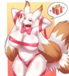  absurd_res anthro areola big_breasts black_nose breasts canid canine coolryong female fur hi_res mammal nude renard_(homura_kasuka) solo white_body white_fur 