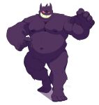  2021 absurd_res anthro belly big_belly digital_media_(artwork) fighting_pose fur gengar ghost hi_res male moobs narrowed_eyes navel nintendo nipples nude overweight overweight_anthro overweight_male pok&eacute;mon pok&eacute;mon_(species) pose red_sclera shaded simple_background smile solo spirit splashburr standing tuft video_games white_background 