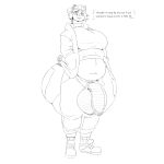  1:1 anthro balls belly big_balls big_breasts big_butt big_penis biped black_body black_fur blep bottomwear breasts butt clothed clothing curvy_figure dialogue digital_media_(artwork) english_text facial_markings flaccid footwear front_view full-length_portrait fur genitals giant_panda greyscale grindavikbydaylight gynomorph hair half-closed_eyes hands_in_pockets hat head_markings headgear headwear hi_res huge_balls huge_breasts humanoid_genitalia humanoid_penis intersex jacket looking_at_viewer mammal markings mask_(marking) midriff monochrome monotone_hair multicolored_body multicolored_fur narrowed_eyes navel pants partially_clothed penis pockets portrait shirt shoes short_hair simple_background slightly_chubby smile solo speech_bubble standing text thick_thighs tongue tongue_out topwear two_tone_body two_tone_fur unzipped ursid voluptuous white_background white_body white_fur white_hair wide_hips 