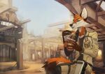  2021 anthro black_nose canid canine clothed clothing day detailed_background digital_media_(artwork) eyebrows eyelashes fox fur green_eyes hi_res male mammal orange_body orange_fur orphen-sirius outside sky solo 