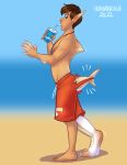  2021 absurd_res anthro athletic athletic_anthro athletic_male barefoot beach big_feet biped claws clothing digital_media_(artwork) digitigrade feet fingers fish glistening growth hair happy hi_res hornbuckle human humanoid kaikotheshark looking_surprised male mammal marine mid_transformation pale_skin paws rubber seaside shaded shark simple_background snout snout_growth solo species_transformation surprise toes torn_clothing transformation 