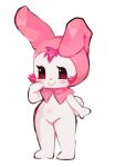  anthro blush female full-length_portrait hair lagomorph leporid mammal my_melody navel onegai_my_melody pink_hair portrait rabbit sanrio simple_background skeet_(artist) smile solo standing white_background wide_hips 