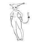  1:1 :&lt; anthro bandai_namco blue_eyes breasts digimon digimon_(species) featureless_breasts featureless_crotch female gatomon gatox_(artist) hands_on_hips hi_res simple_background solo whiskers white_background wide_hips 